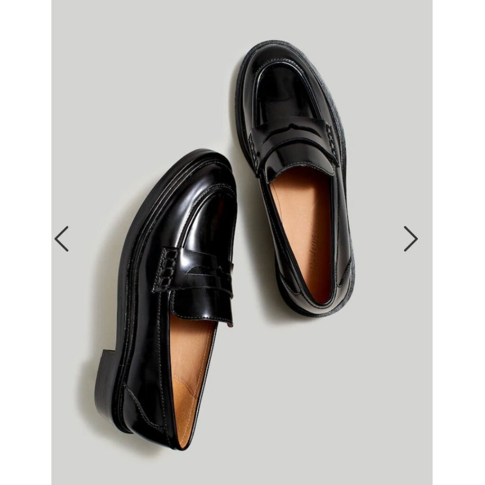 Madewell $158 Womens The Vernon Loafer in Black Leather Size 6.5 NM083 D